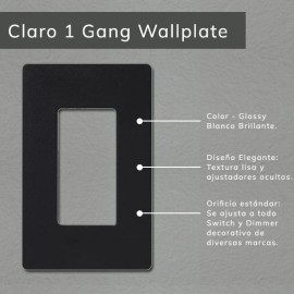Wallplate Lutron 1 Gang Black Glossy - CW-1-BL
