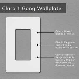 Wallplate Lutron 1 Gang White Glossy - CW-1-WH
