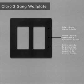 Wallplate Lutron 2 Gang Black Glossy - CW-2-BL