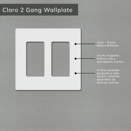 Wallplate Lutron 2 Gang White Glossy - CW-2-WH