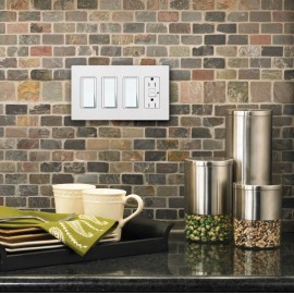 Wallplate Lutron 4 Gang White Glossy - CW-4-WH
