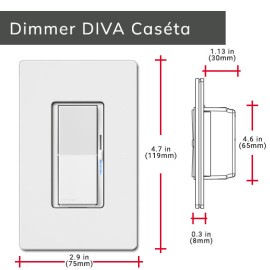 Dimmer DIVA Multicarga de pared Lutron. White Glossy - DVCL-153P-WH