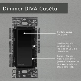 Dimmer DIVA de pared Lutron. Black Glossy - DVRF-6L-BL