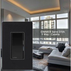 Dimmer DIVA de pared Lutron. Black Glossy - DVRF-6L-BL