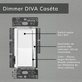 Dimmer DIVA de pared Lutron. White Glossy - DVRF-6L-WH