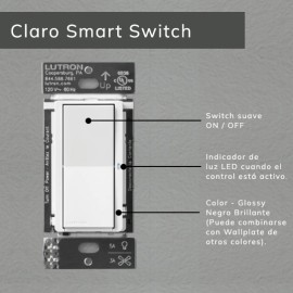 Interruptor Inteligente de pared Lutron. White Glossy - DVRF-5NS-WH